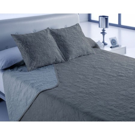 Bedspread (quilt) Hosteline VEGAS Anthracite Double (3 Pieces) | Tienda24 Tienda24.eu