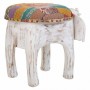 Hocker Alexandra House Living Weiß Mango-Holz Stoff 51 x 37 x 36 cm Elefant | Tienda24 - Global Online Shop Tienda24.eu