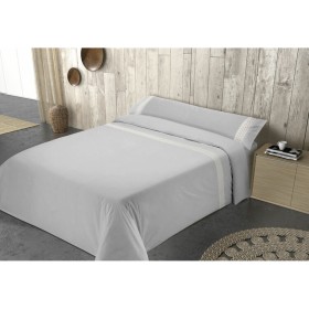 Conjunto de capa de edredom Alexandra House Living Branco Cinzento Solteiro 2 Peças | Tienda24 Tienda24.eu