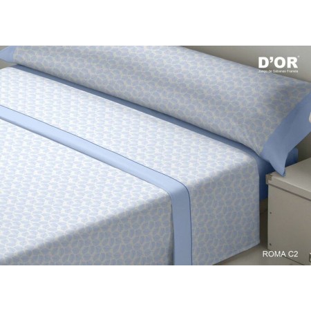 Juego de Sábanas D'Or ROMA Azul Cama de 90 Franela | Tienda24 Tienda24.eu