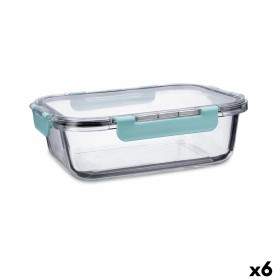 Hermetic Lunch Box Quid Purity Rectangular 1,5 L Transparent Glass (6 Units) Quid - 1