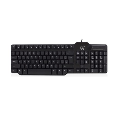 Keyboard with Reader Ewent EW3252 DNI Black Spanish Qwerty QWERTY | Tienda24 Tienda24.eu