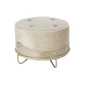 Reposapiés DKD Home Decor Beige Dorado Metal Poliéster (63 x 63