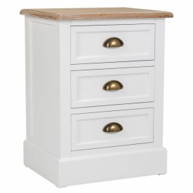 Mesa de Cabeceira Alexandra House Living Branco Castanho 35 x 60 x 45 cm de Alexandra House Living, Mesinhas de cabeceira - R...