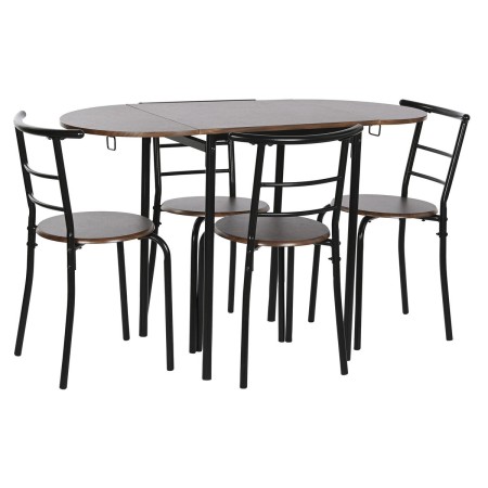 Conjunto de Mesa con 4 Sillas DKD Home Decor Marrón Negro Metal