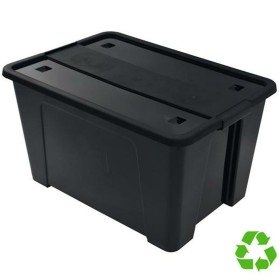 Poubelle recyclage Jobgar 92 x 35 x 25 cm Noir Métal 2 tiroirs | Tienda24 Tienda24.eu