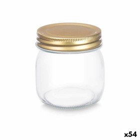 Jar Transparent Golden Metal Glass 180 ml 6 x 8 x 6 cm (54
