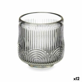 Kerzenschale Streifen Grau Kristall 7,5 x 7,8 x 7,5 cm (12