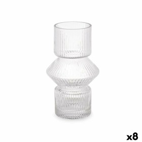 Jarrón Rayas Transparente Cristal 9,5 x 16,5 x 9,5 cm (8