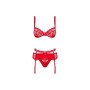 Conjunto de Lencería con Encaje Obsessive Heartina Rojo S/M | Tienda24 Tienda24.eu