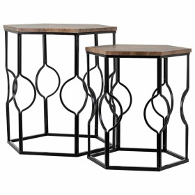 Jeu de 2 tables DKD Home Decor Blanc Noir Doré 46 x 46 x 45 cm | Tienda24 - Global Online Shop Tienda24.eu