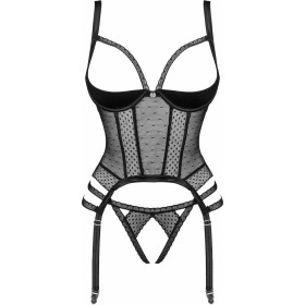 Espartilho Baci Lingerie Peek-a-boo Preto 2 Peças (Queen size) | Tienda24 Tienda24.eu