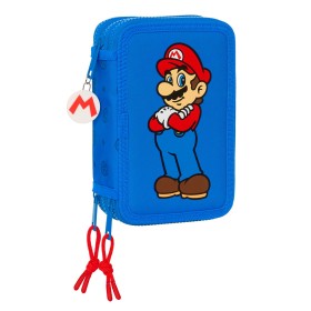 Dreifaches Federmäppchen Super Mario Play Blau Rot 12.5 x 19.