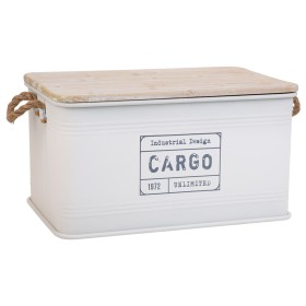 Baú Alexandra House Living Cargo Branco Cânhamo Metal Madeira de abeto 38 x 60 x 33 cm de Alexandra House Living, Malas - Ref...