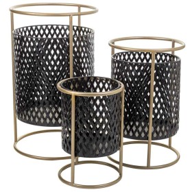 Conjunto de vasos Alexandra House Living Preto Metal Ferro 27 x 74 x 27 cm 3 Peças de Alexandra House Living, Vasos - Ref: D1...