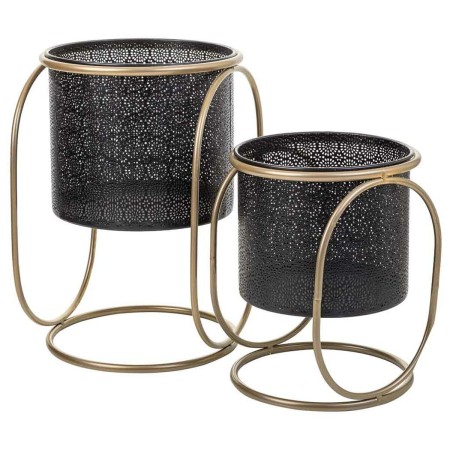 Set de Maceteros Alexandra House Living Negro Metal Hierro 26 x 178 x 26 cm 2 Piezas de Alexandra House Living, Maceteros - R...