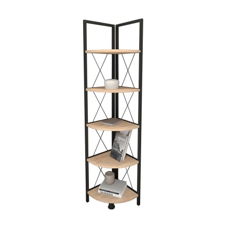 Estantería de Esquina Alexandra House Living Negro Roble Metal Madera MDP 67 x 159 x 33 cm 4 Estantes industrial de Alexandra...