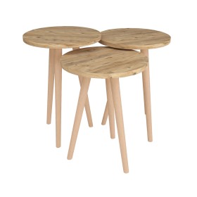 Set of 3 small tables Alexandra House Living Natural Oak Wood MDP 35 x 49 x 35 cm 35 x 45 x 35 cm 35 x 47 x 35 cm by Alexandr...