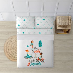 Fitted bottom sheet Happy Home MIX COLORS Green Single | Tienda24 - Global Online Shop Tienda24.eu