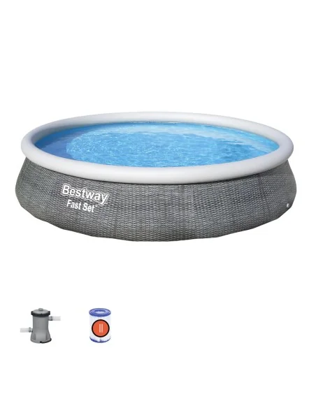 Inflatable pool Bestway Grey 7340 L 396 x 84 cm | Tienda24 Tienda24.eu