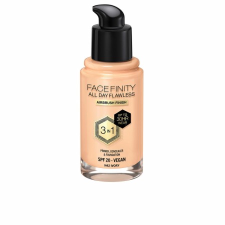 Base de Maquillaje Cremosa Max Factor Face Finity All Day Flawless 3 en 1 Spf 20 Nº N42 Ivory 30 ml | Tienda24 Tienda24.eu