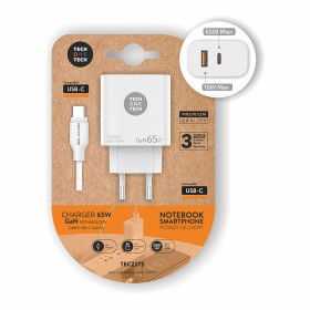 Chargeur Mural + Câble USB-C Tech One Tech TEC2273 Blanc 65 W de Tech One Tech, Chargeurs - Réf : S9907645, Prix : 24,73 €, R...