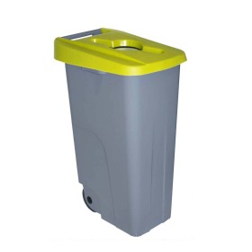 Dustbin with Wheels Denox 85 L Yellow 58 x 41 x 76 cm | Tienda24 Tienda24.eu