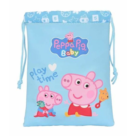 Sac à dos serré par des ficelles Peppa Pig Baby Bleu clair 20 x 25 cm | Tienda24 Tienda24.eu