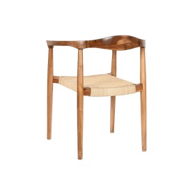 Dining Chair DKD Home Decor 43 x 50 x 88 cm Wood White Natural rubber Light brown | Tienda24 - Global Online Shop Tienda24.eu