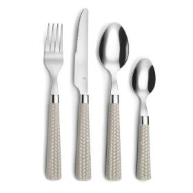 Cutlery set Romimex Brown Silver Stainless steel Plastic 28 x 4 x 18 cm 4 Pieces | Tienda24 Tienda24.eu