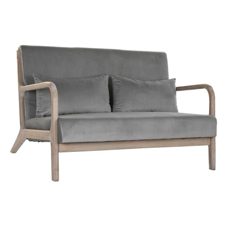 Canapé deux places DKD Home Decor Gris Bois d'hévéa Velours 122 x 85 x 74 cm | Tienda24 Tienda24.eu