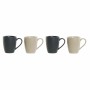 Lot de tasses DKD Home Decor Beige Gris foncé Bois d'hévéa Grès 300 ml 19 x 13 x 31 cm (4 Pièces) | Tienda24 Tienda24.eu