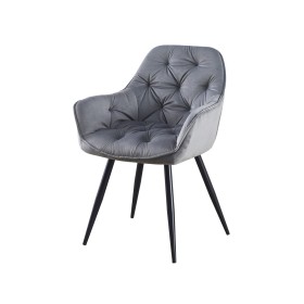 Armchair Romimex Black Grey Velvet Metal MDF Wood 62 x 85 x 60 cm by Romimex, Chairs - Ref: D1617915, Price: 143,05 €, Discou...