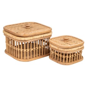 Set dekorativer Karten Romimex Braun korb Holz MDF 19 x 14 x 19 cm 2 Stücke von Romimex, Boxen & Kästen - Ref: D1618952, Prei...