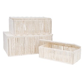 Jogo de Caixas Decorativas Romimex Branco Corda 35 x 16 x 24 cm 3 Peças de Romimex, Caixas - Ref: D1620161, Preço: 53,78 €, D...