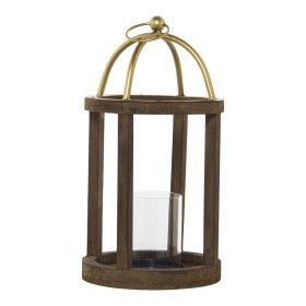 Bougeoir Marron Doré Bois Verre Acier 24 x 24 x 26 cm | Tienda24 - Global Online Shop Tienda24.eu