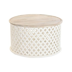 Mesa de Centro DKD Home Decor Blanco Natural Aluminio Madera de mango