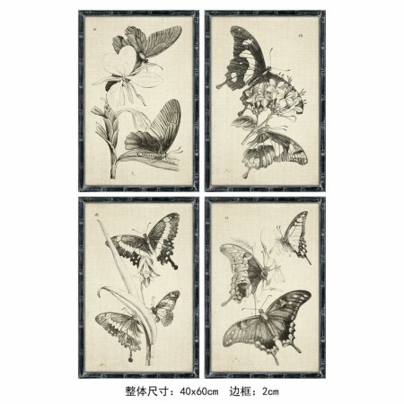 Cadre DKD Home Decor 40 x 2,8 x 60 cm 40 x 60 x 2.8 cm Papillons Cottage (4 Pièces) | Tienda24 Tienda24.eu