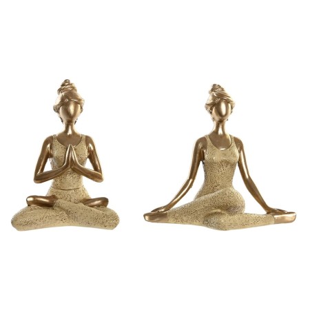 Decorative Figure DKD Home Decor Golden Yoga 19,5 x 11,5 x 18 cm (2 Units) | Tienda24 Tienda24.eu