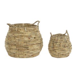 Juego de Cestas DKD Home Decor Metal Fibra natural (40 x 30 x 25 cm) | Tienda24 Tienda24.eu