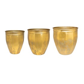 Set de pots de fleurs Romimex Doré Métal 36 x 39 x 36 cm 3 Pièces de Romimex, Cache-pots - Réf : D1628673, Prix : 241,33 €, R...