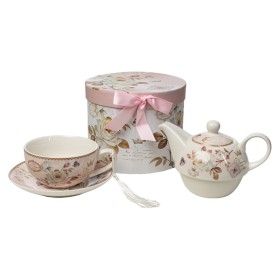 Set of Mugs with Saucers Romimex Pink Ceramic 17 x 20 x 17 cm by Romimex, Cups - Ref: D1628837, Price: 34,84 €, Discount: %