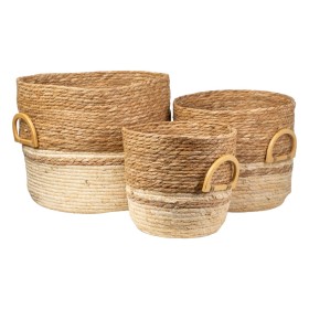 Set of Baskets Romimex Beige Natural Fibre 40 X 35 X 40 CM by Romimex, Storage boxes and chests - Ref: D1628909, Price: 109,9...