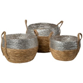 Lot de paniers Romimex Argenté Fibre naturelle 31 x 25 x 31 cm 3 Pièces de Romimex, Boîtes et coffres de rangement - Réf : D1...