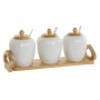 Sugar Bowl DKD Home Decor White Natural Bamboo Porcelain 31 x 9 x 7 cm 4 Pieces | Tienda24 Tienda24.eu