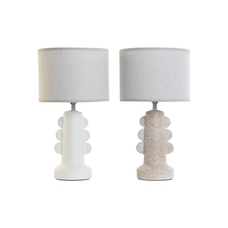 Desk lamp Home ESPRIT White Beige Stoneware 40 W 220 V 23 x 23 x 41 cm (2 Units) | Tienda24 Tienda24.eu