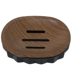 Jabonera Alexandra House Living Marrón Negro Acrílico Plástico Madera 12 x 3 x 9 cm de Alexandra House Living, Soportes y dis...