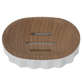 Soap dish Alexandra House Living White Brown Acrylic Wood 12 x 3 x 9 cm by Alexandra House Living, Stands and dispensers - Re...