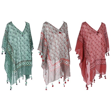 Sarong Home ESPRIT Red Green Coral (3 Units) | Tienda24 Tienda24.eu