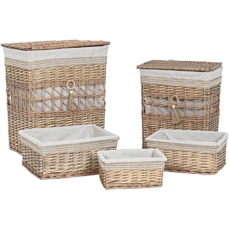 Panier à linge Home ESPRIT Beige Naturel osier Shabby Chic 47 x 35 x 55 cm 5 Pièces | Tienda24 Tienda24.eu